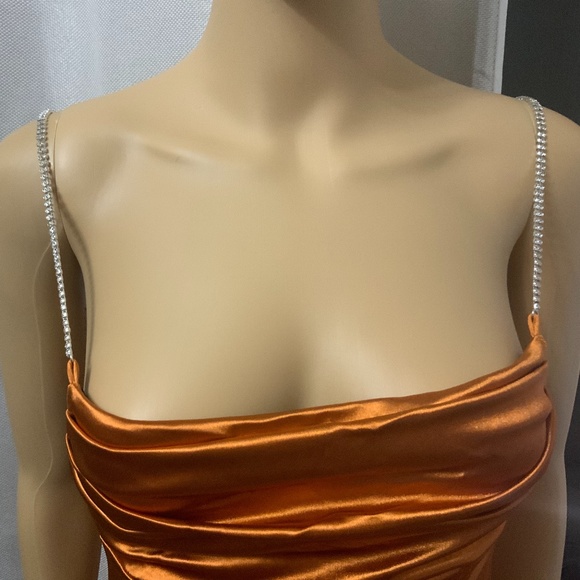 Sexy Corset Bodice Cocktail Dress. Burnt Orange - Picture 10 of 16